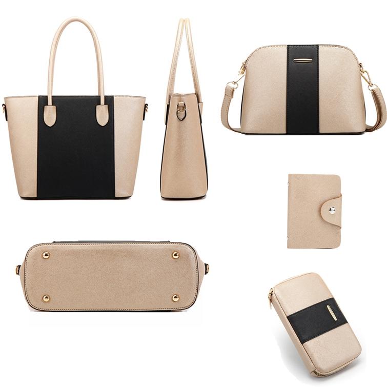 Stylish 4-in-1 Diagonal Handbag with Large Capacity - Black White