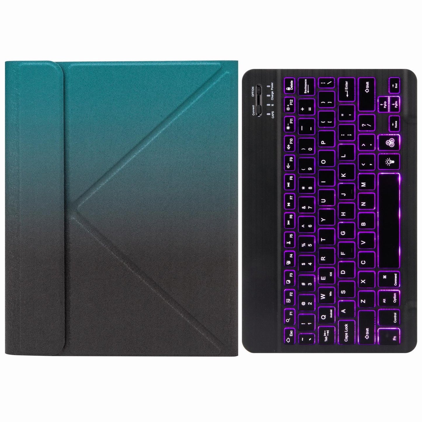 Bluetooth Keyboard Leather Case For Ipad 9.7 2018 / 2017 With Backlight & Three-Fold Holder - Black
