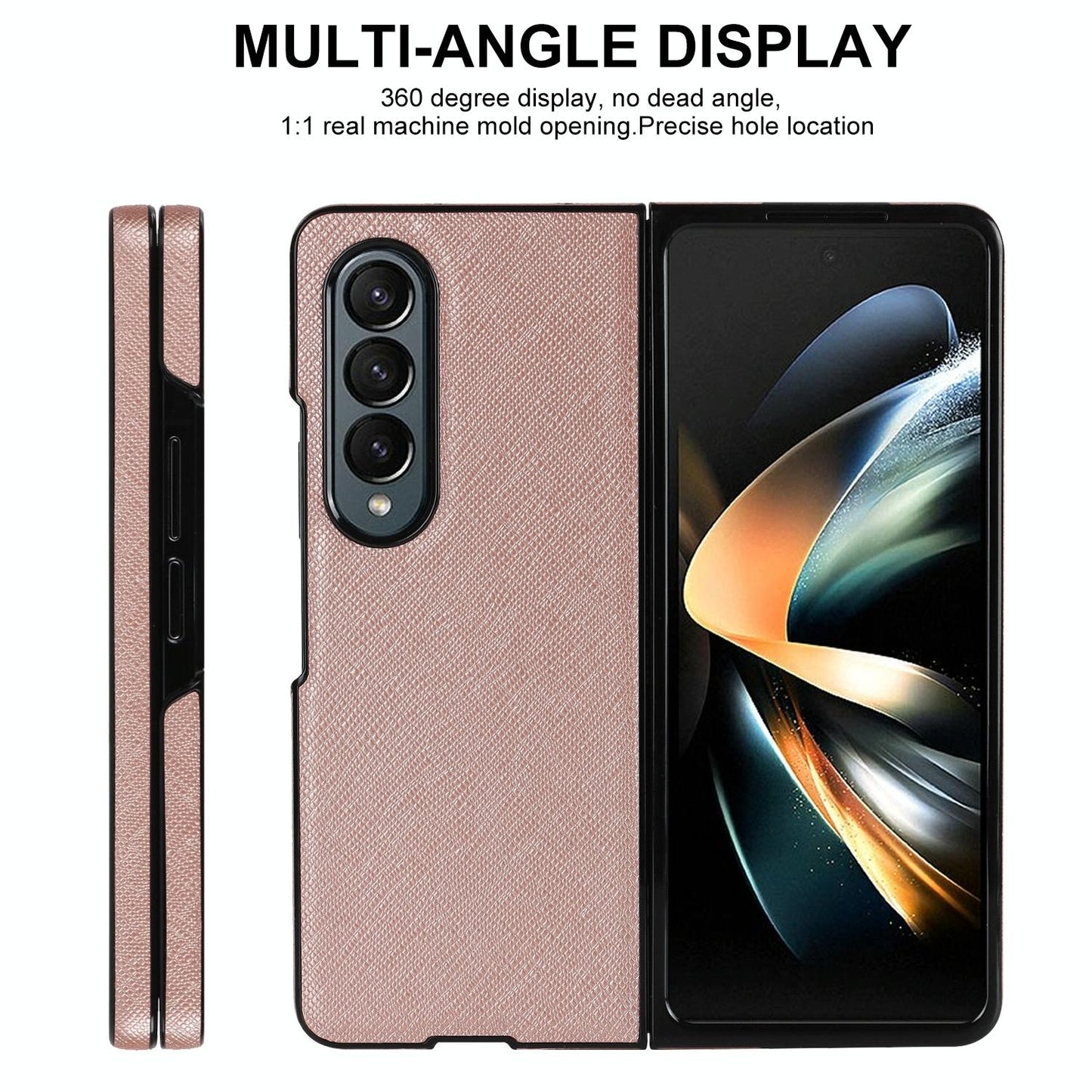 Foldable Cross Pattern Phone Case - Compact Design - Rose Gold