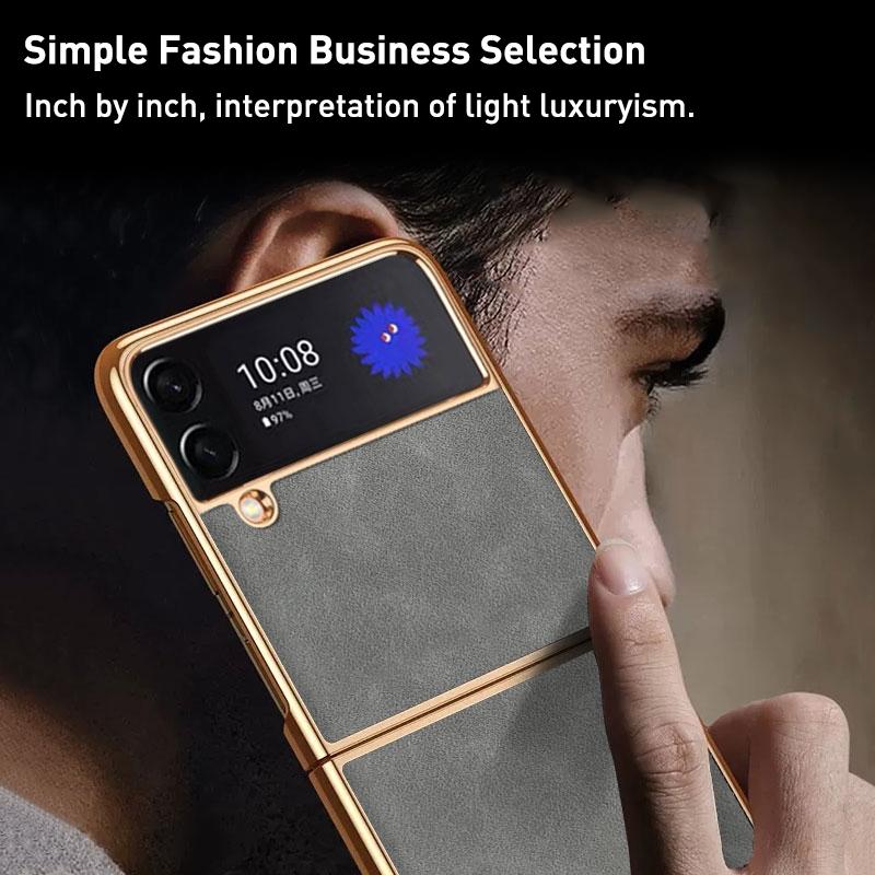 For Samsung Galaxy z Fold4 5G Foldable Lambskin Phone Case - Electroplated - Grey