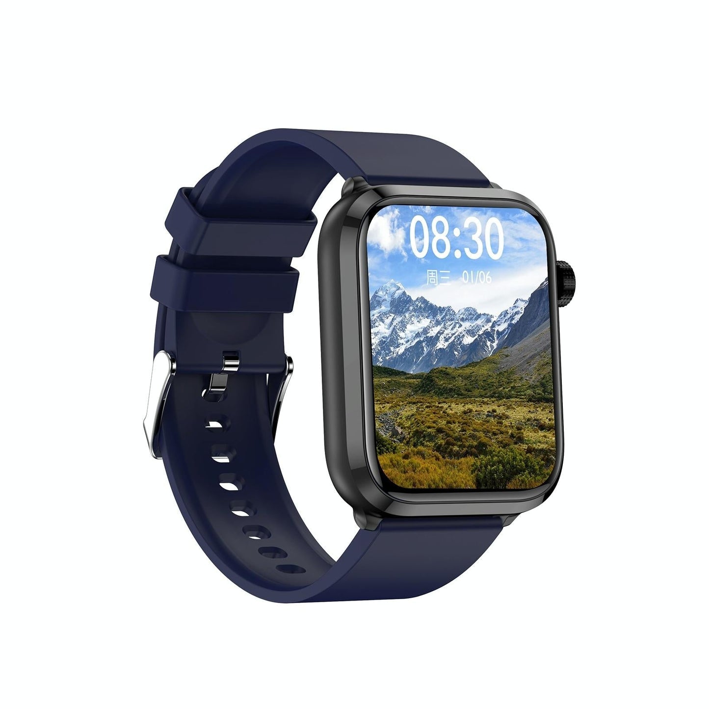 1.91 Inch Ips Screen Ip67 Waterproof Silicone Band Smart Watch Support Body Temperature Monitoring / Ecg - Dark Blue