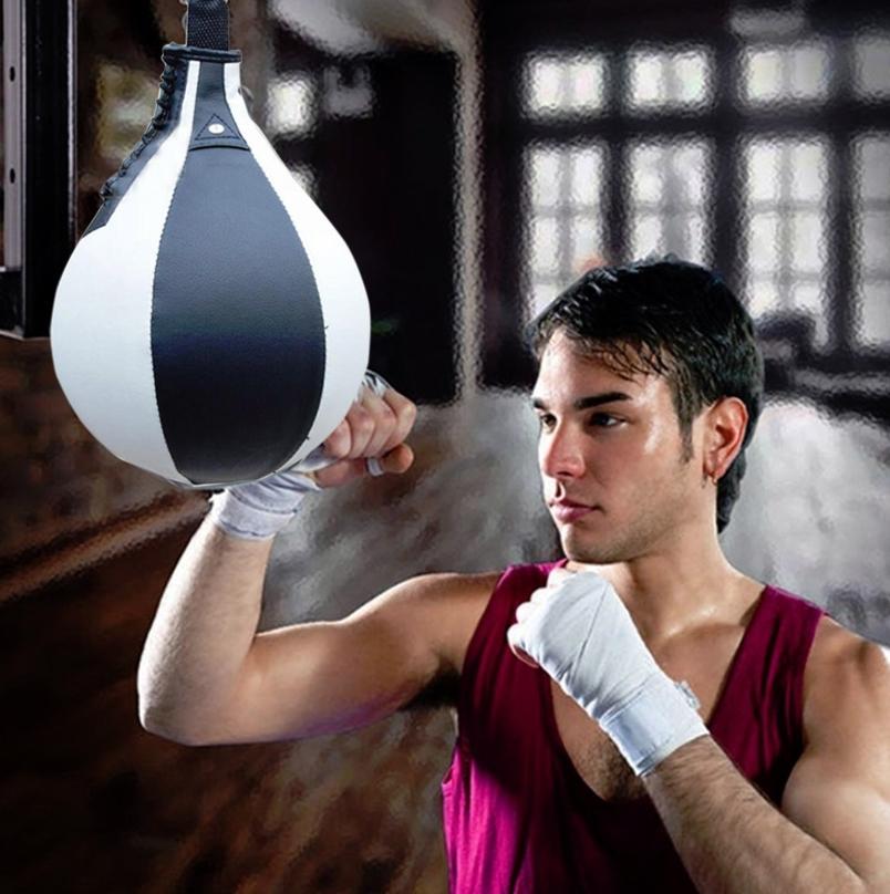 Adult Hanging Speed Ball For Boxing Fitness - Free Punching Bag - Pear Shape Black & White - The Grand Bazaar of Australia