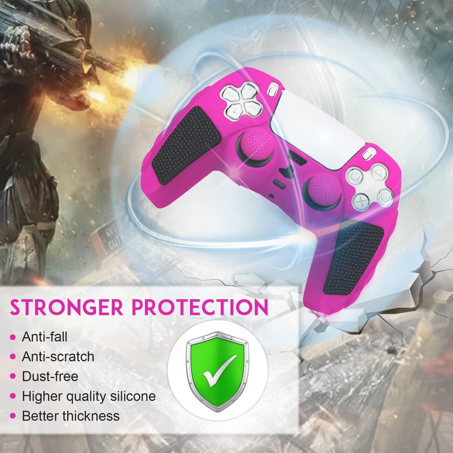 Silicone Gamepad Cover for Sony Ps5 - no Rocker Caps - Pink Black