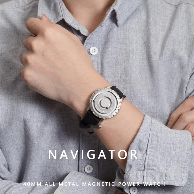 Bezel-free Magnetic Ball Watch - Men Design - Black Net Strip