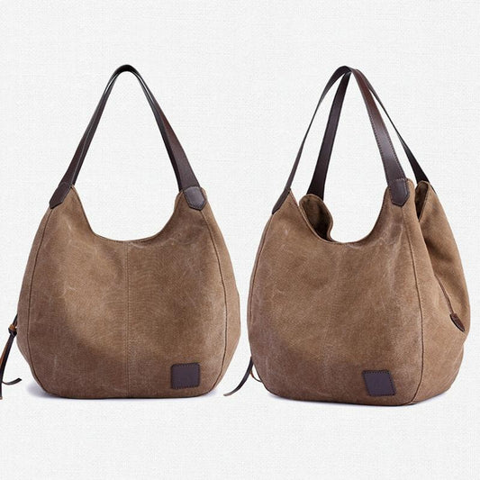 Retro Art Lady Shoulder Bag - Simple & Chic Beige - Coffee