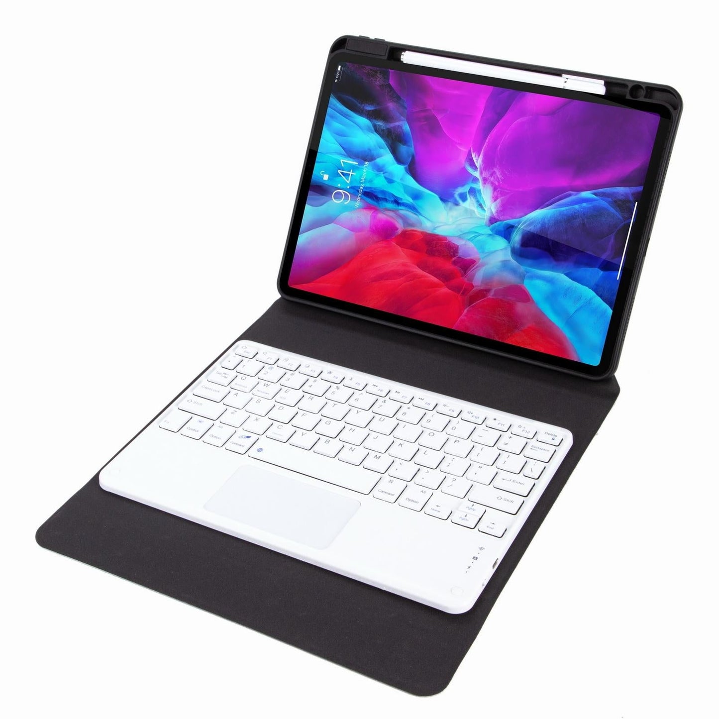 Bluetooth Keyboard Leather Case For Ipad 10.2 / Pro 10.5 - Three-Fold Holder - Pink Blue