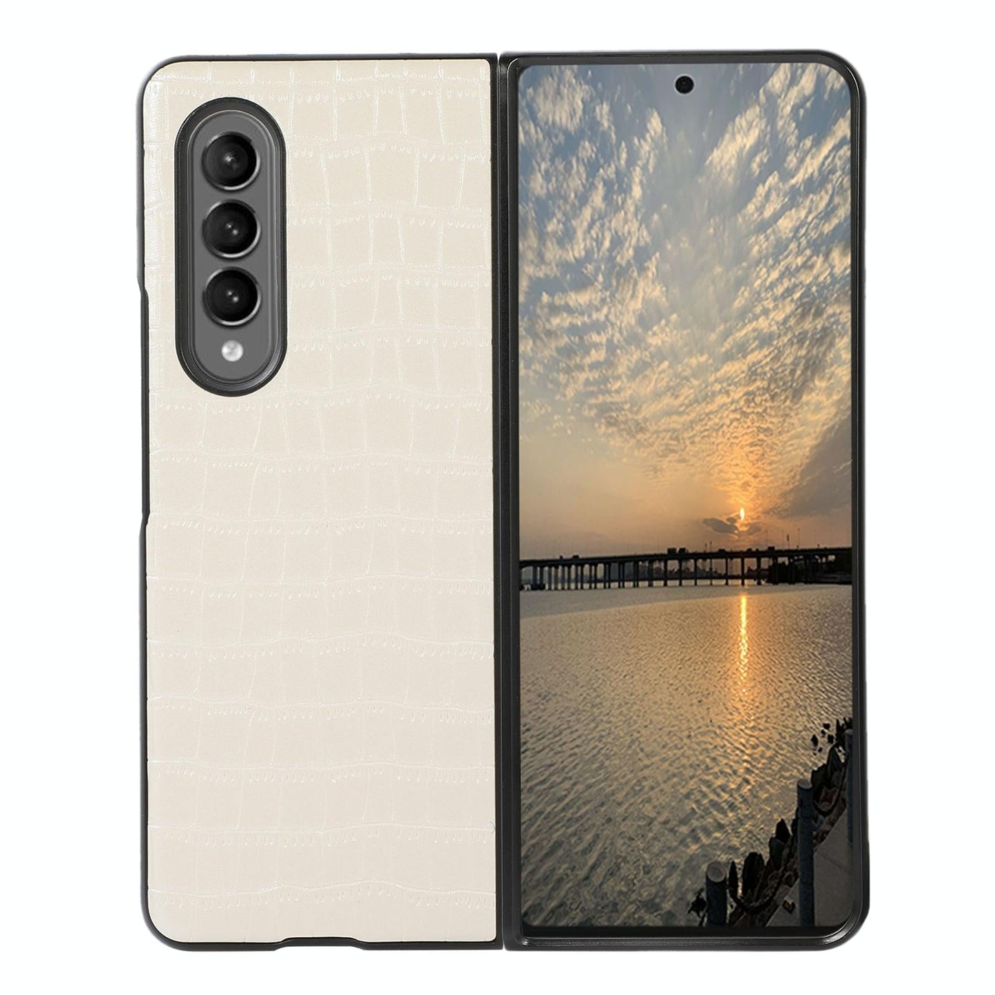 Foldable Crocodile Texture Phone Case - Pu Leather - Dark Brown