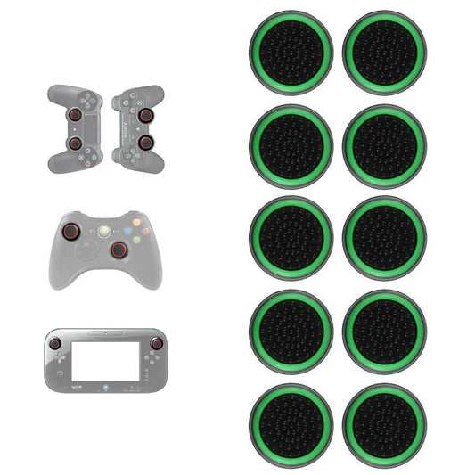 10-piece Luminous Gamepad Button Caps for Ps5 / Ps4 / Ps3 / Xbox one / 360 / Pro / Series x / s - Black Green Circle