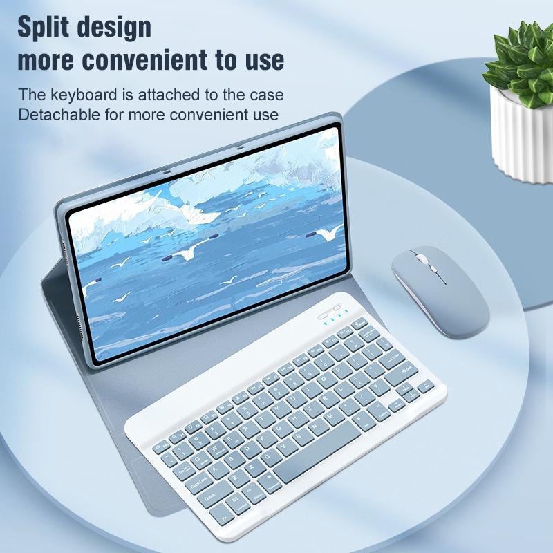 360 Degree Rotatable Bluetooth Keyboard Leather Case - Square Button - Lavender Purple - For Ipad Air 2022 / Ipad Pro 11 2021