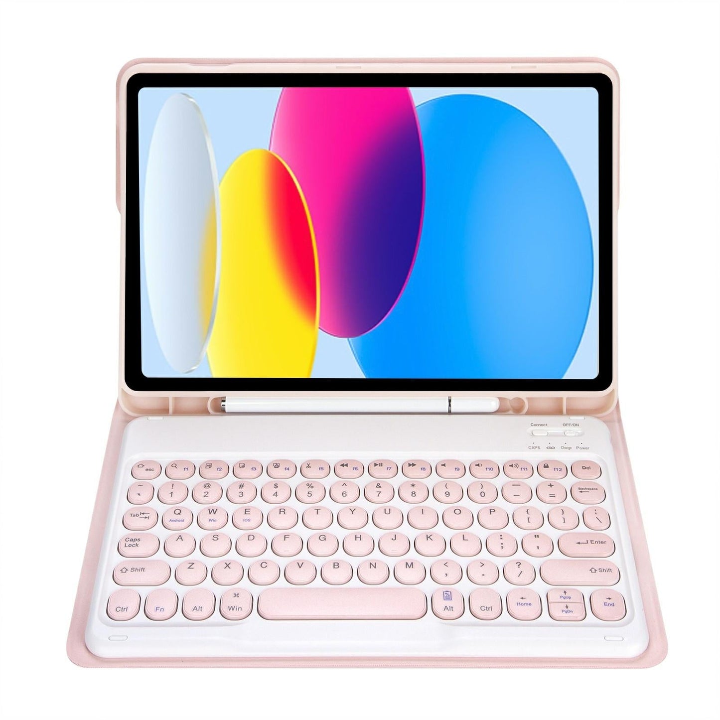 2022 Ipad 10.9 Bluetooth Keyboard Leather Case With Pen Slot - Lambskin Texture - Pink