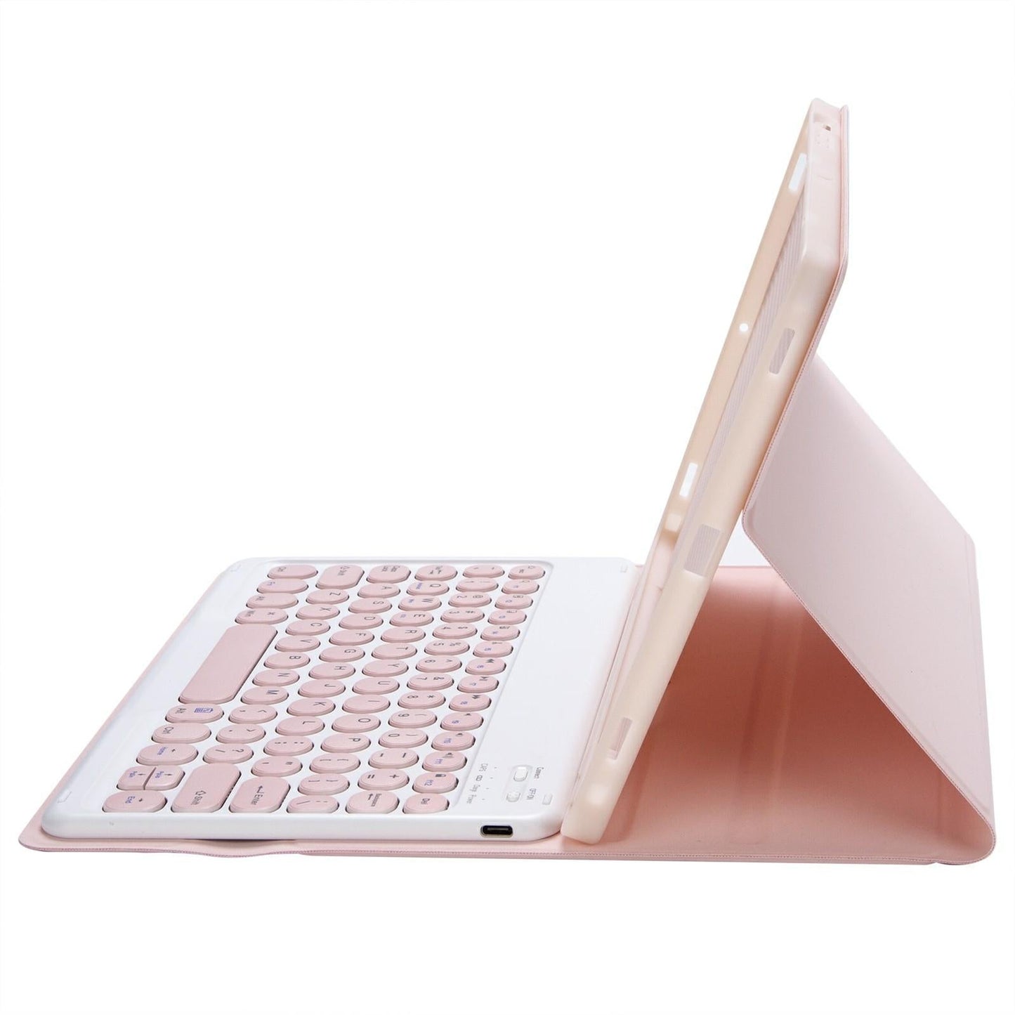 2022 Ipad 10.9 Bluetooth Keyboard Leather Case With Pen Slot - Lambskin Texture - Pink