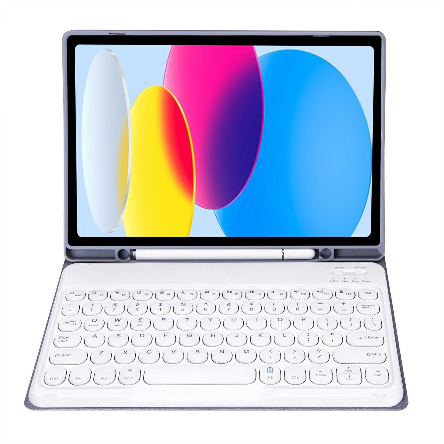 2022 Ipad 10.9 Bluetooth Keyboard Leather Case With Pen Slot - Lambskin Texture - Pink