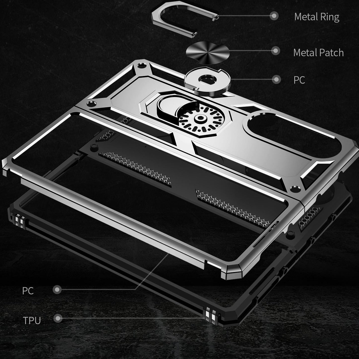 For Samsung Galaxy z Fold4 5G Tpu & Pc Shockproof Phone Case - Black