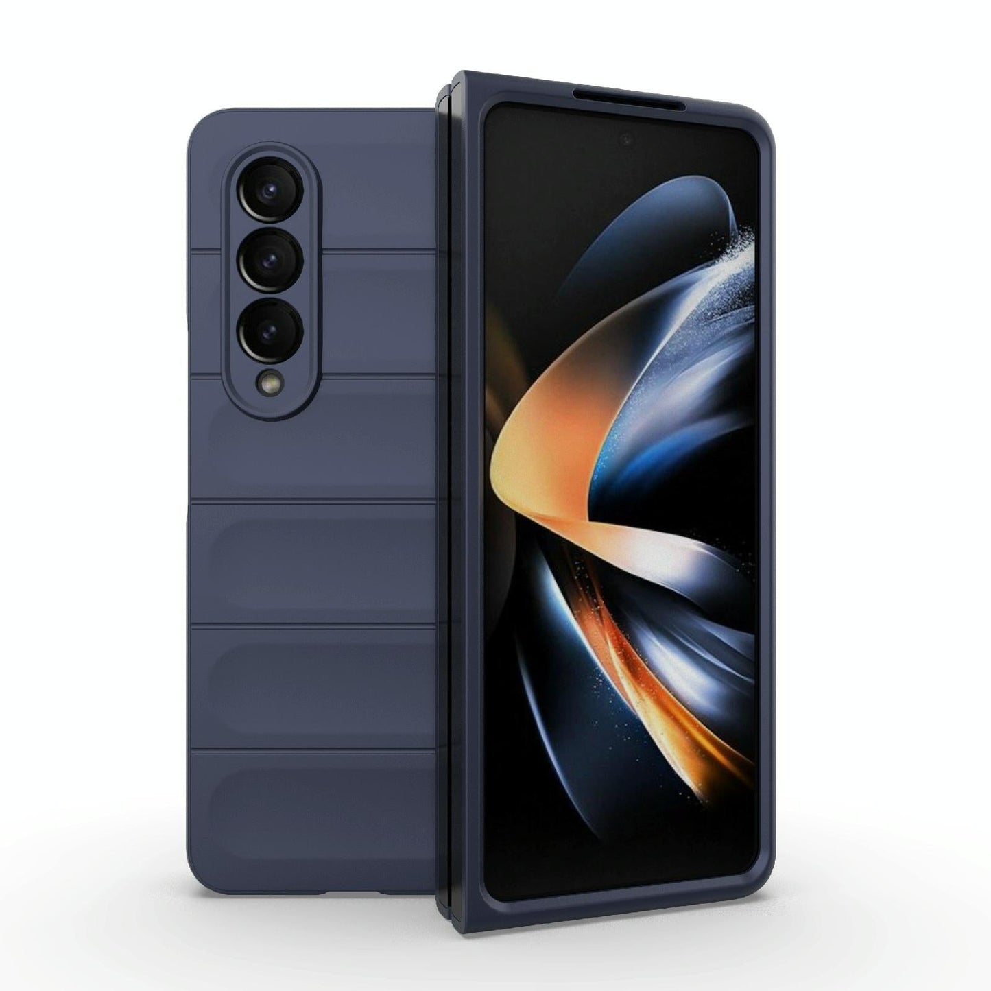 Foldable Shockproof Phone Case with Magic Shield - Slim Design - Dark Blue