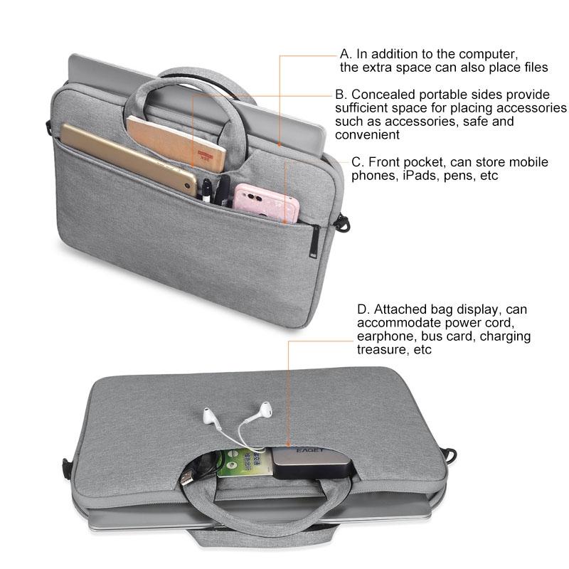 13.3 Inch Hidden Portable Strap One-shoulder Handbag - Waterproof Oxford Cloth - Dark Gray
