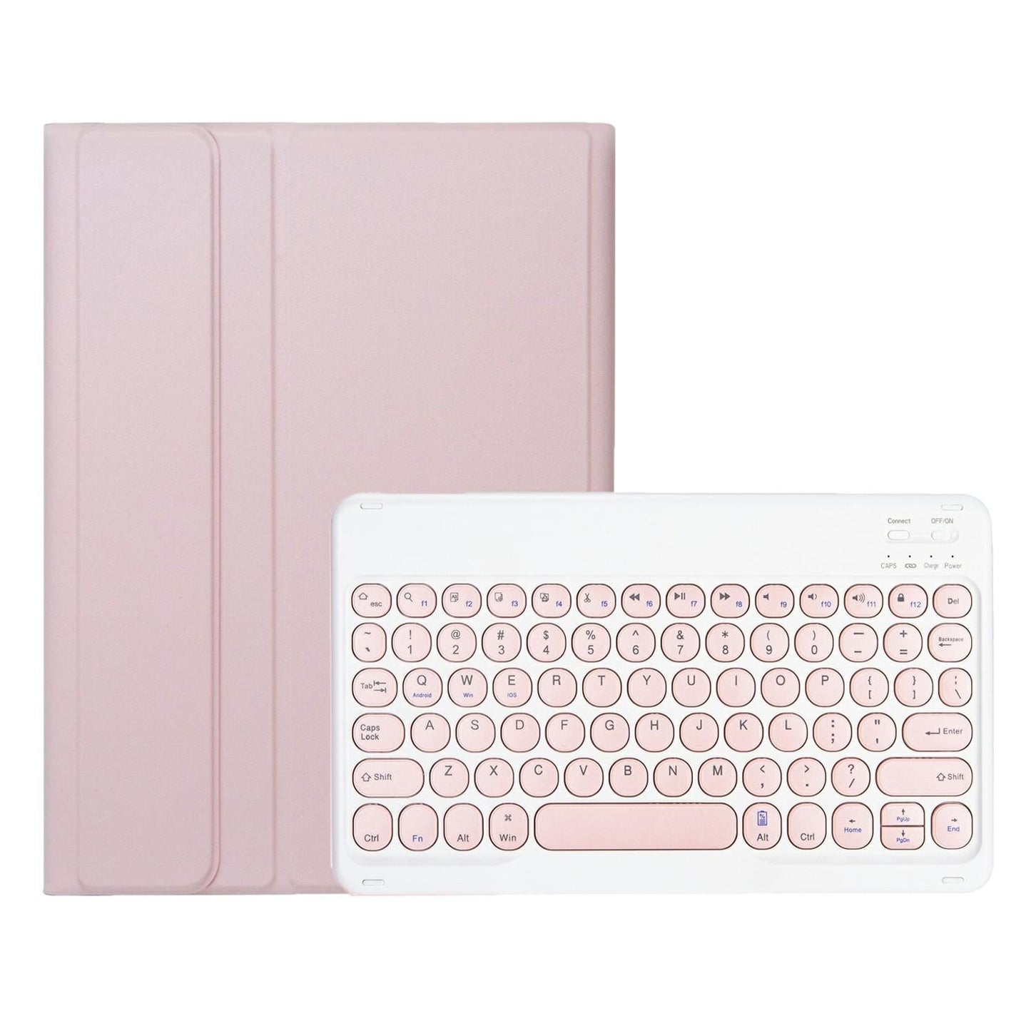 2022 Ipad 10.9 Bluetooth Keyboard Leather Case With Pen Slot - Lambskin Texture - Rose Gold