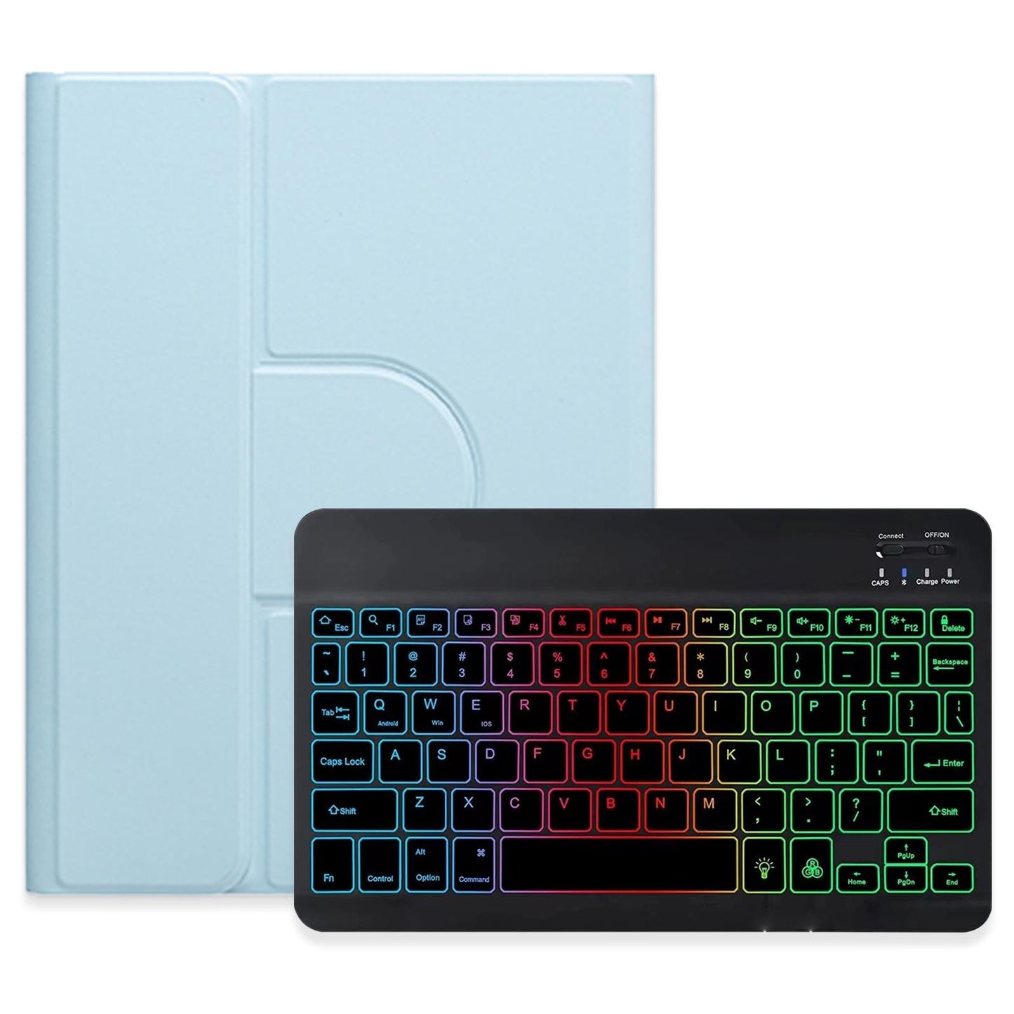 360 Degree Rotatable Bluetooth Keyboard Leather Case With Three-Colour Backlight - Pink - For Ipad 10.2 2021 / Air 2019