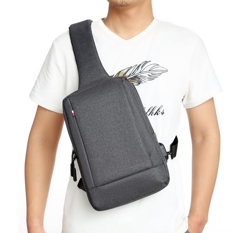 Business Chest Bag Oxford Cloth One Shoulder Crossbody - Light Grey