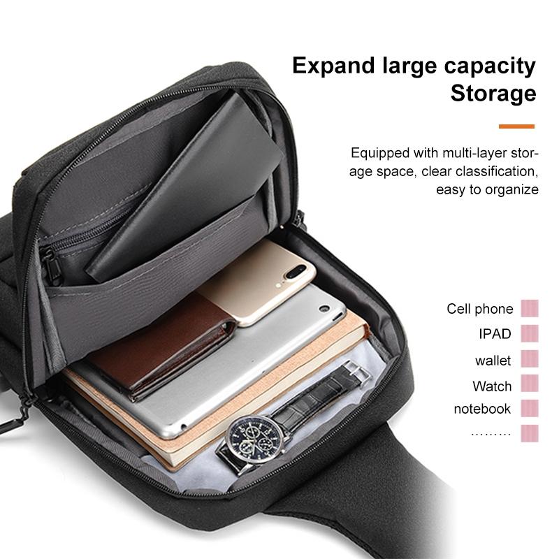 Business Chest Bag Oxford Cloth One Shoulder Crossbody - Light Grey