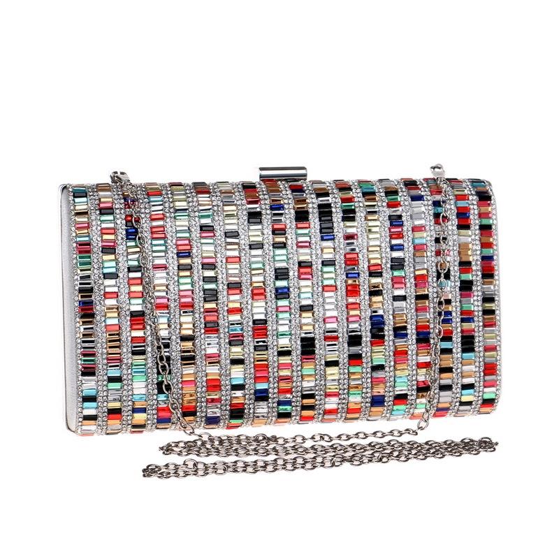 Gold Diamond Square Handbag for Fashion Banquets and Parties
