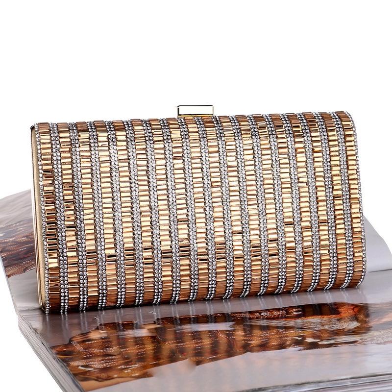 Gold Diamond Square Handbag for Fashion Banquets and Parties