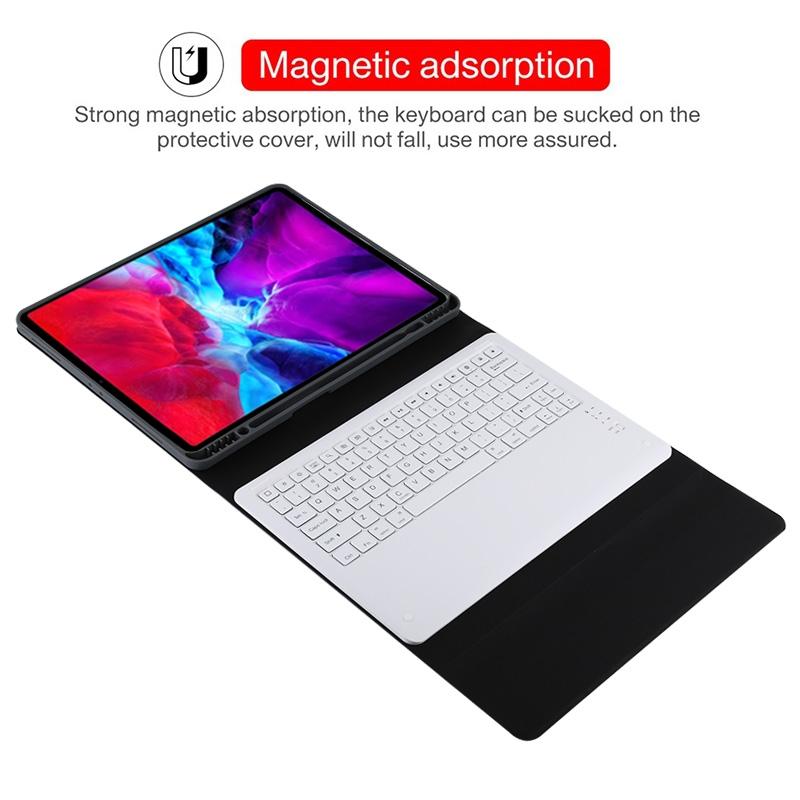 12.9 Ipad Pro 2020 Bluetooth Leather Case With Detachable Holder - Blue