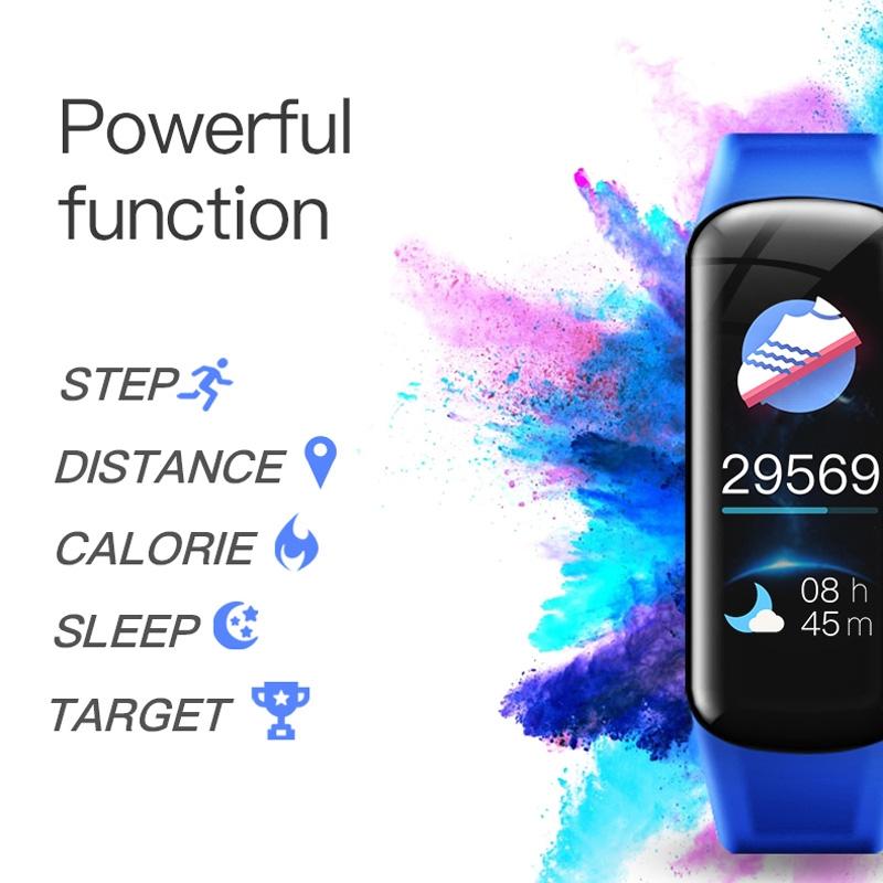 Smart Bracelet With Call Reminder Hr / Bp Monitoring Sleep / Sedentary Tracking And Remote Control - Blue