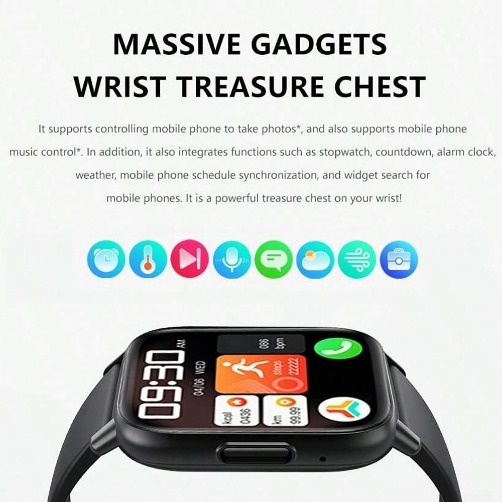 1.83 Inch Ip68 Waterproof Smart Watch Support Body Temperature Monitoring / Heart Rate / Blood Oxygen / Blood Pressure Monitoring - Blue