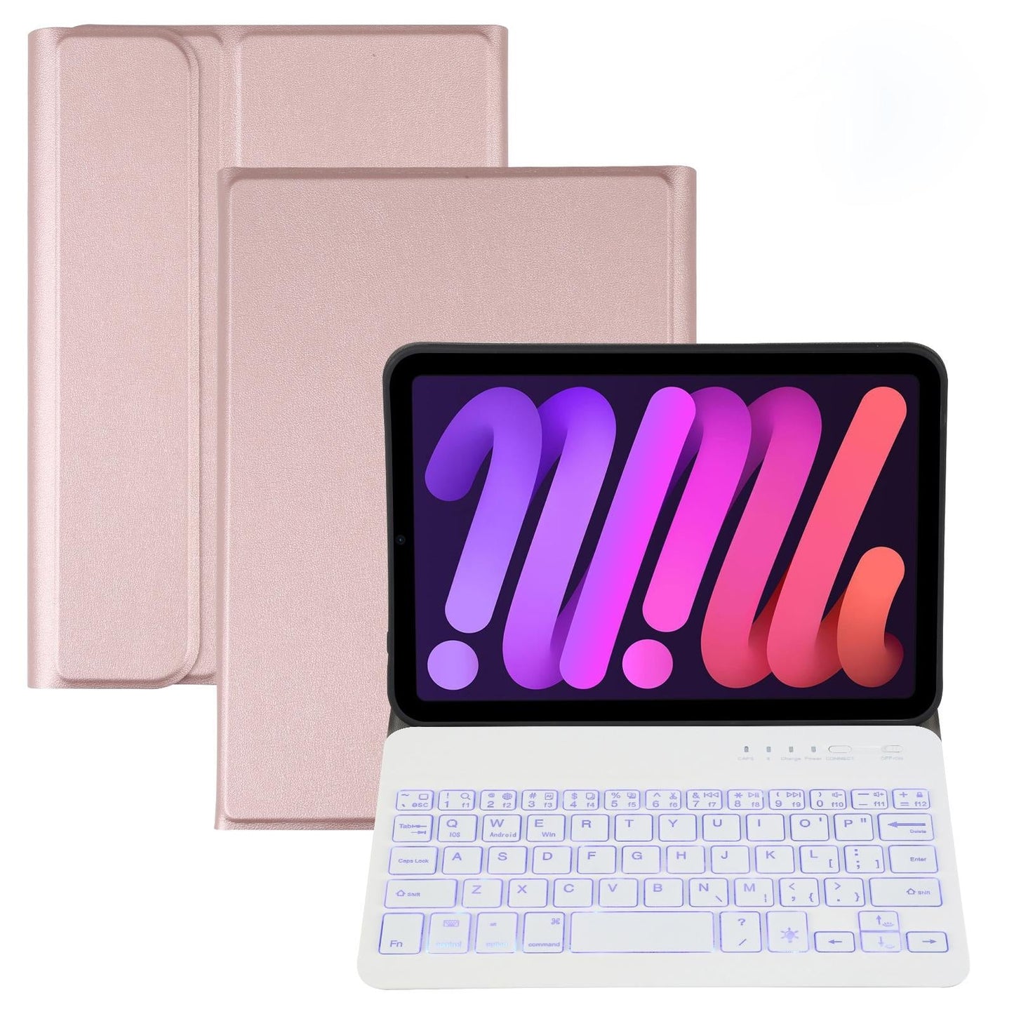 Ultra-Thin Bluetooth Keyboard Leather Case For Ipad Mini 6 With Detachable Lambskin Texture And Stand - Blue