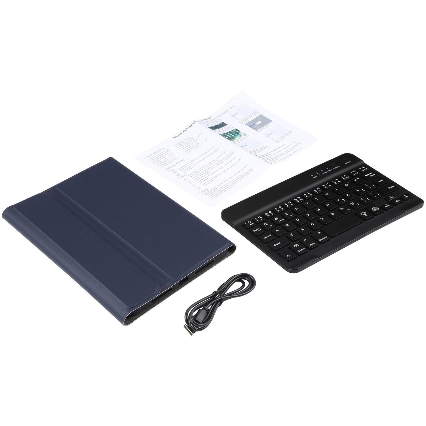 Ultra-Thin Bluetooth Keyboard Leather Case For Ipad Mini 6 With Detachable Lambskin Texture And Stand - Blue