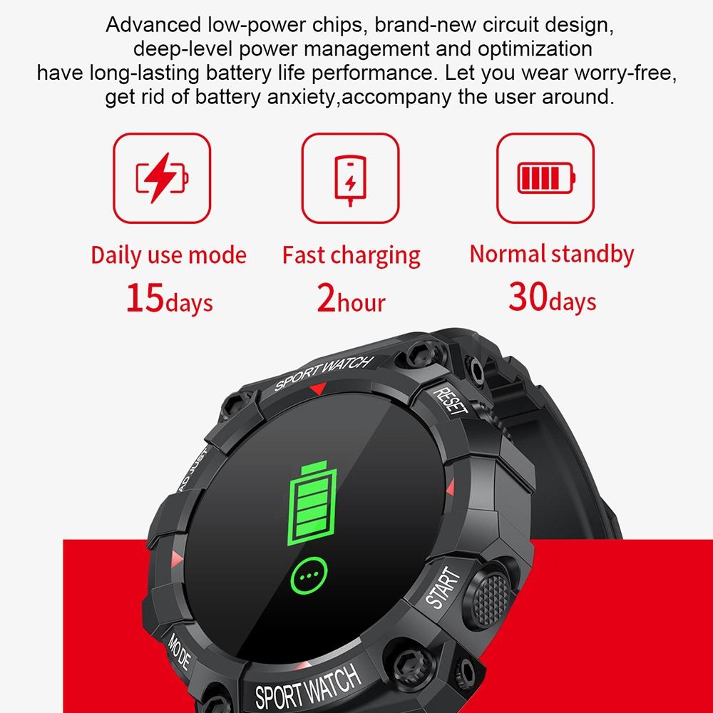 1.3 Inch Colour Round Screen Sport Smart Watch Support Heart Rate / Multi-Sports Mode - Red