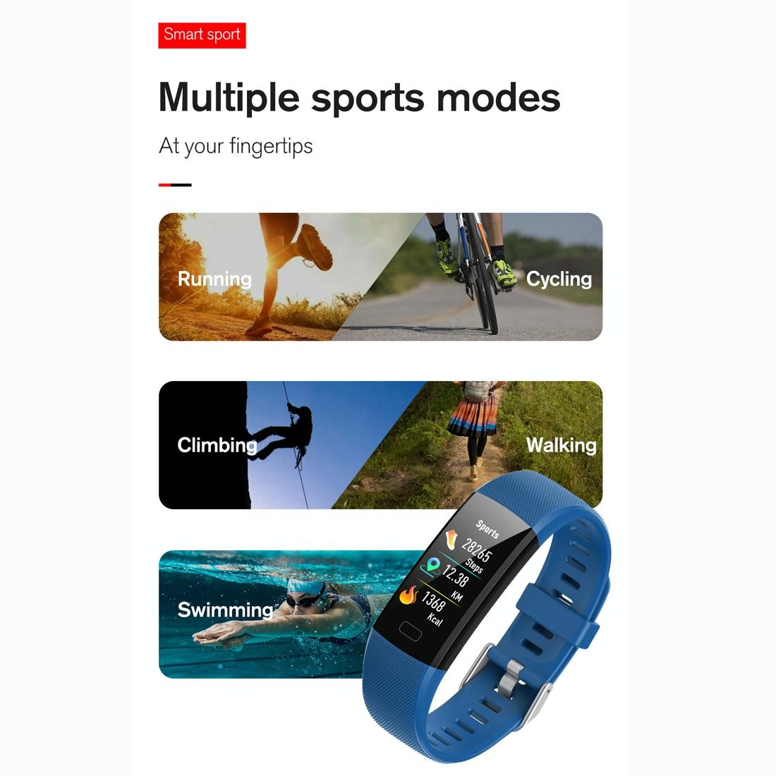 Smart Health Bracelet With Call Reminder And Monitoring - Red