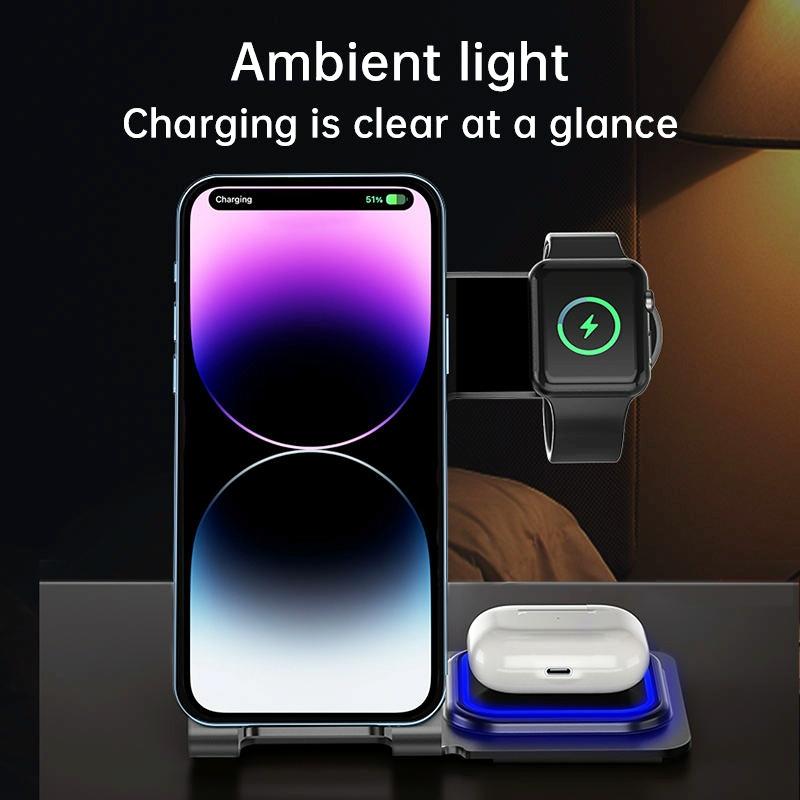 15W 3 In 1 Aluminum Wireless Charger - Silver