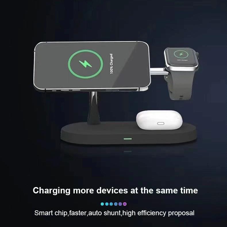 15W 5 In 1 Magnetic Wireless Charger For Iphone 12 & Apple Watch & Airpods - White