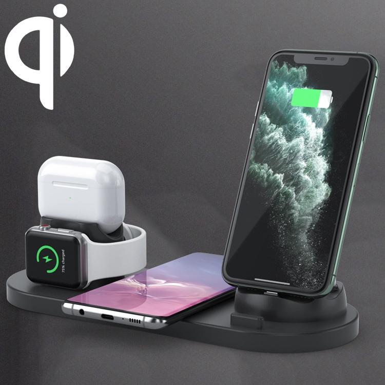6 In 1 10W Wireless Charger Stand Qi Standard - White