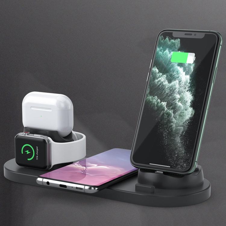 6 In 1 10W Wireless Charger Stand Qi Standard - White