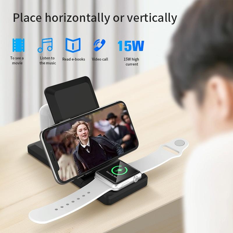 3 In 1 Foldable Wireless Charger For Iphone Iwatch Airpods - White
