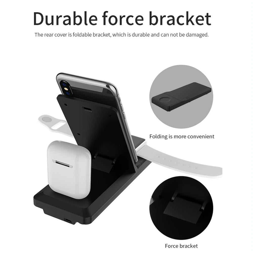 3 In 1 Foldable Wireless Charger For Iphone Iwatch Airpods - White