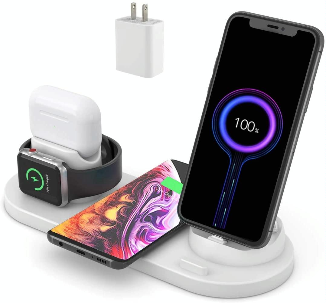6 In 1 Wireless Charger For Iphone Apple Watch Airpods & Android - White
