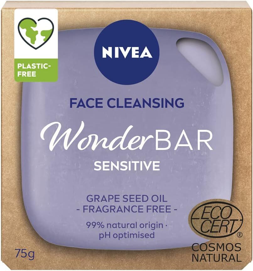 Nivea Face Cleansing Wonder Bar Sensitive Grape Seed Oil Fragrance Free 75g - The Grand Bazaar of Australia