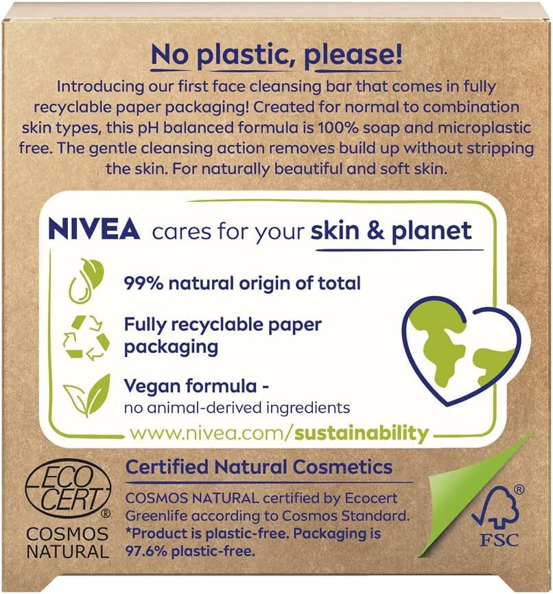 Nivea Face Cleansing Wonder Bar Sensitive Grape Seed Oil Fragrance Free 75g - The Grand Bazaar of Australia