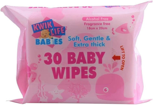 Kwik Life Pk30 Baby Wipes With Sticky Top Alcohol Free Fragrance Free - The Grand Bazaar of Australia