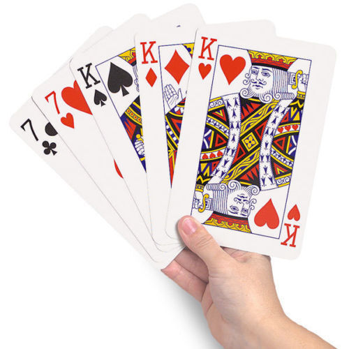JUMBO PLAYING CARDS Full Deck Red Poker Plastic Coated 8.5 x 12cm King Big Size - The Grand Bazaar of Australia
