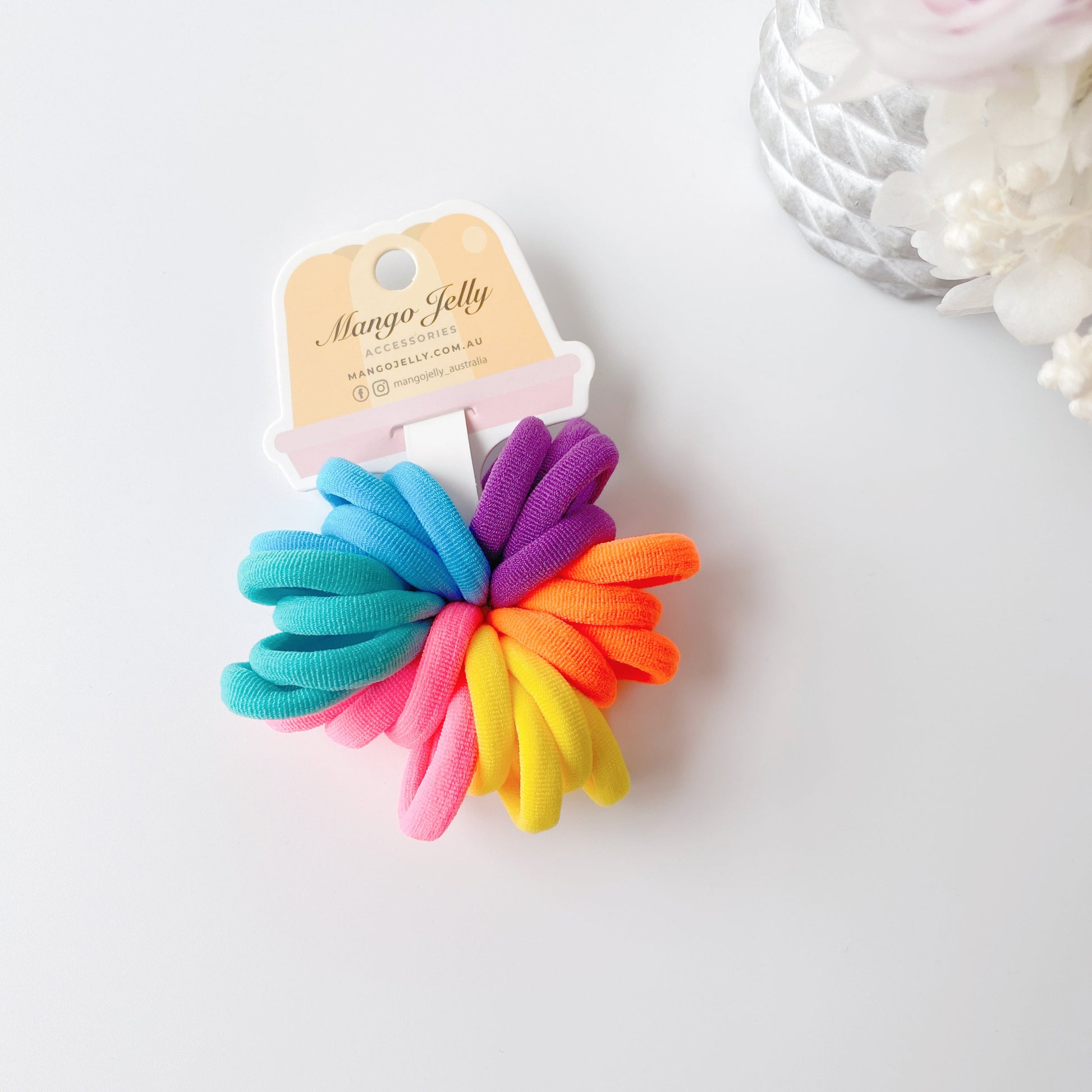 MANGO JELLY Metal Free Hair Ties (3cm) - Colour Wheel 24P - One Pack - The Grand Bazaar of Australia
