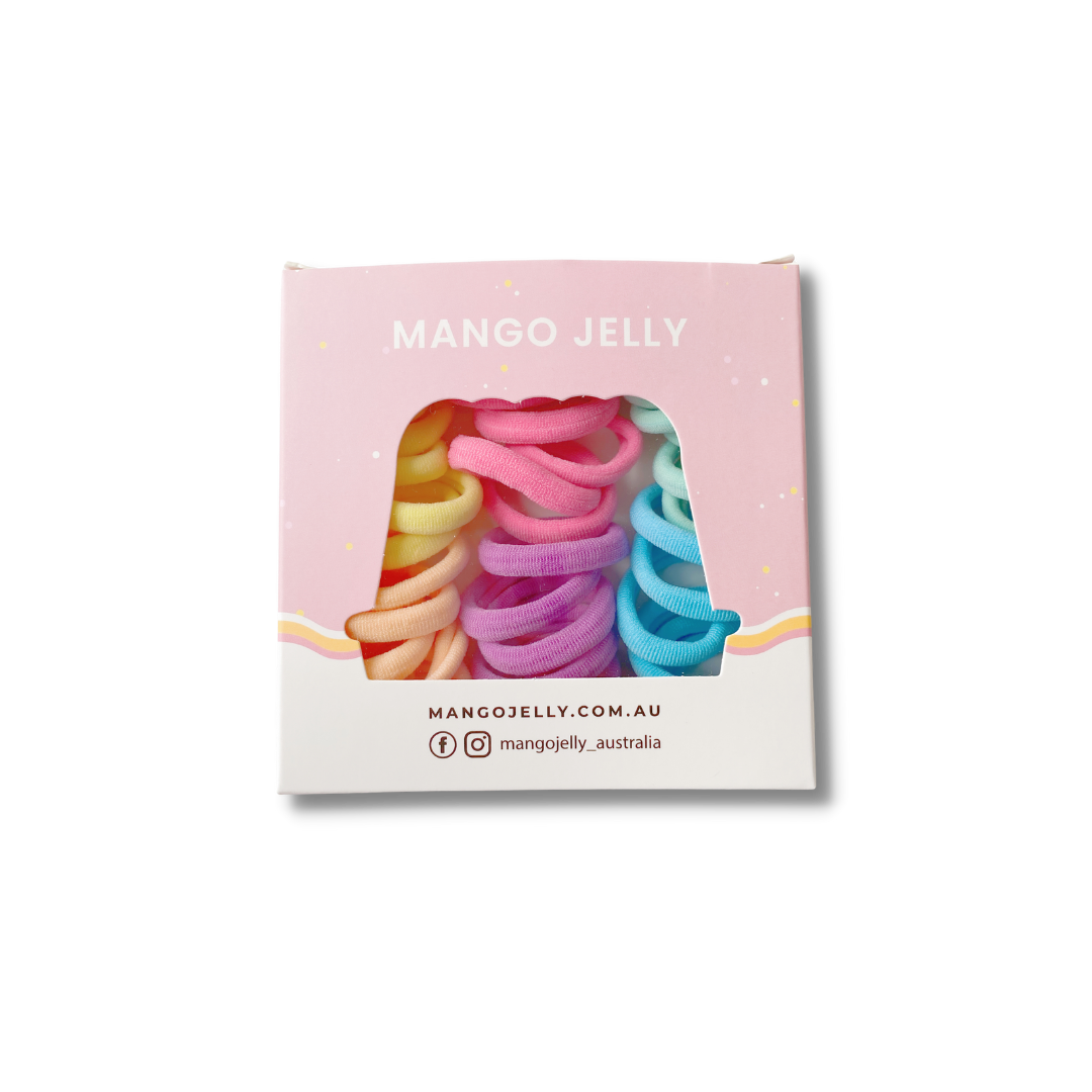 MANGO JELLY Metal Free Hair Ties (3cm) - Classic Pastel 36P - One Pack - The Grand Bazaar of Australia