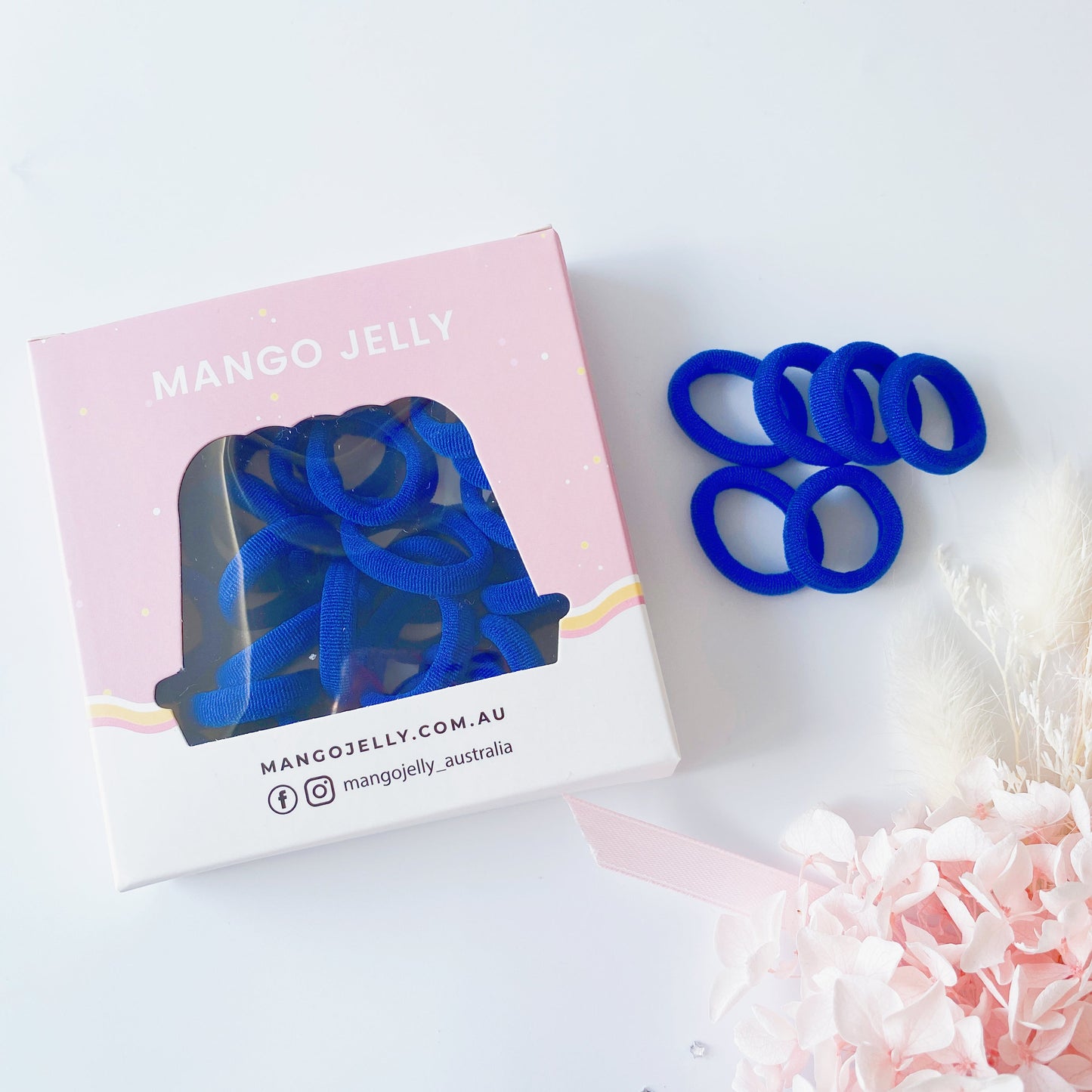 MANGO JELLY Metal Free Hair Ties (3cm) - School Colour Blue 36P - One Pack - The Grand Bazaar of Australia
