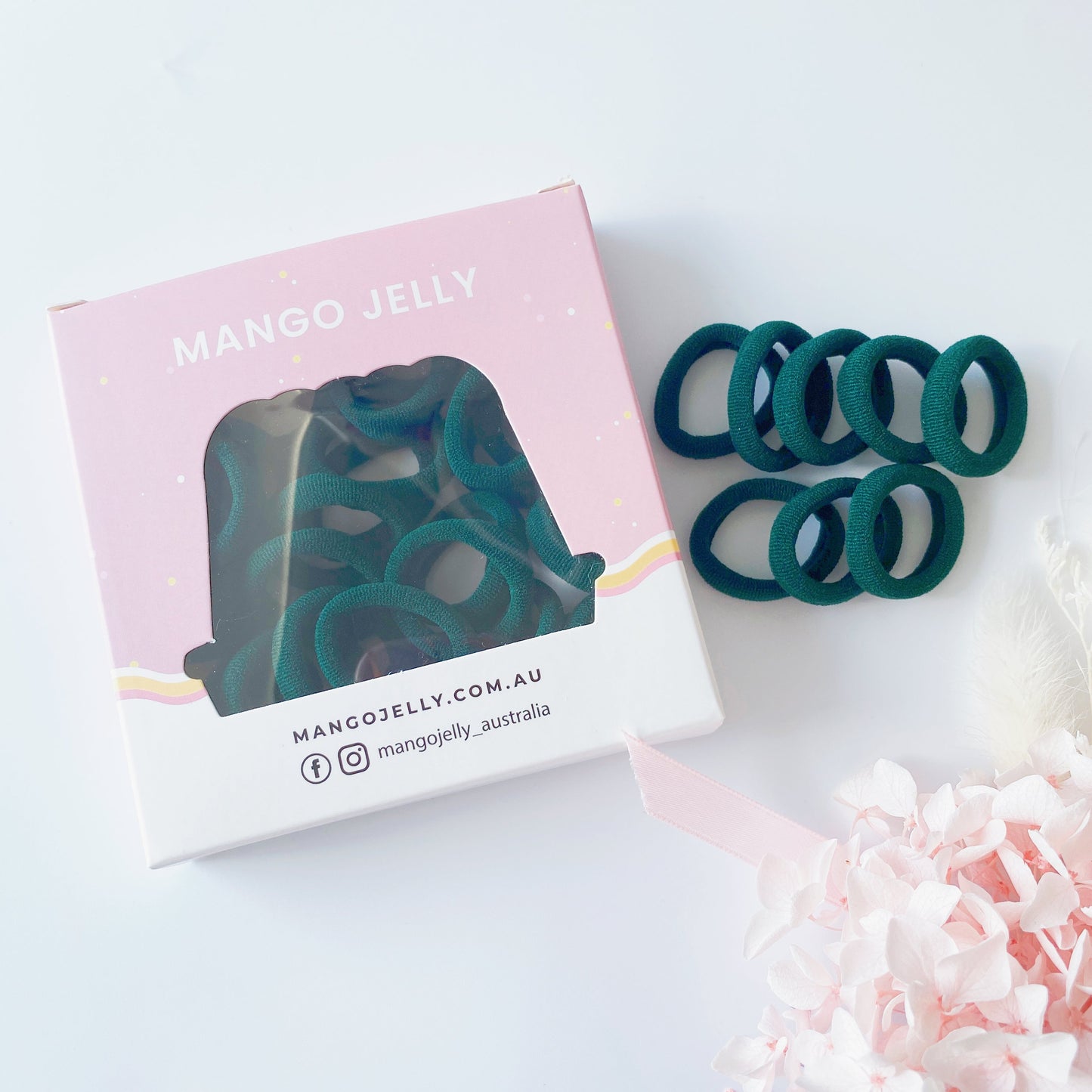 MANGO JELLY Metal Free Hair Ties (3cm) - School Colour Bottle Green 36P - One Pack - The Grand Bazaar of Australia