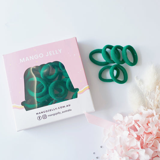MANGO JELLY Metal Free Hair Ties (3cm) - School Colour Green 36P - One Pack - The Grand Bazaar of Australia