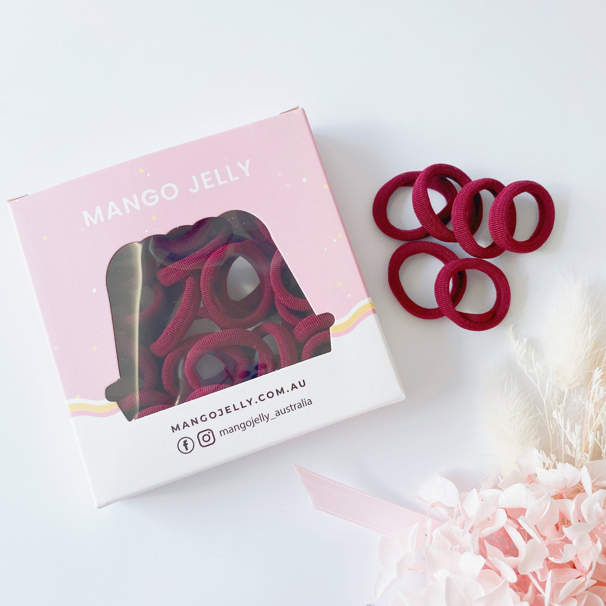 MANGO JELLY Metal Free Hair Ties (3cm) - School Colour Maroon 36P - One Pack - The Grand Bazaar of Australia