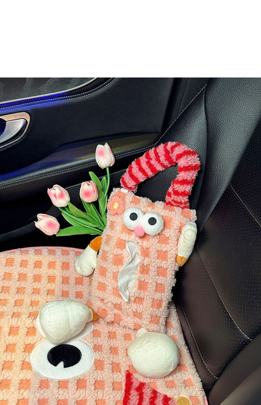 Pink Striped Tissue Holder for Car - Fun Design